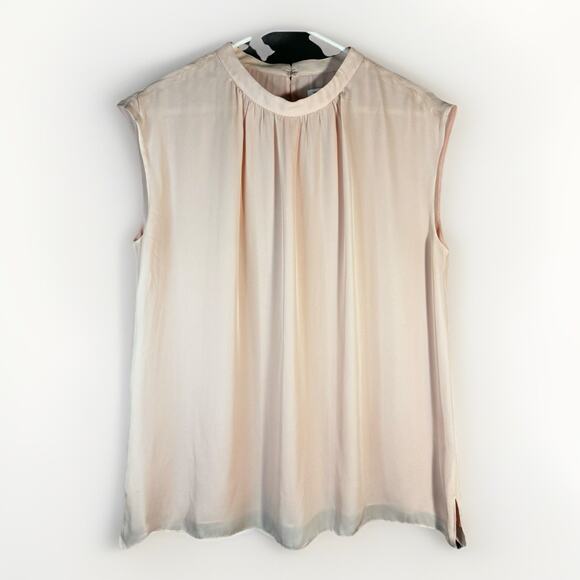 Soft Pink Silk Sleeveless Blouse Signature Large Summer Work Office  Romance - Picture 1 of 4